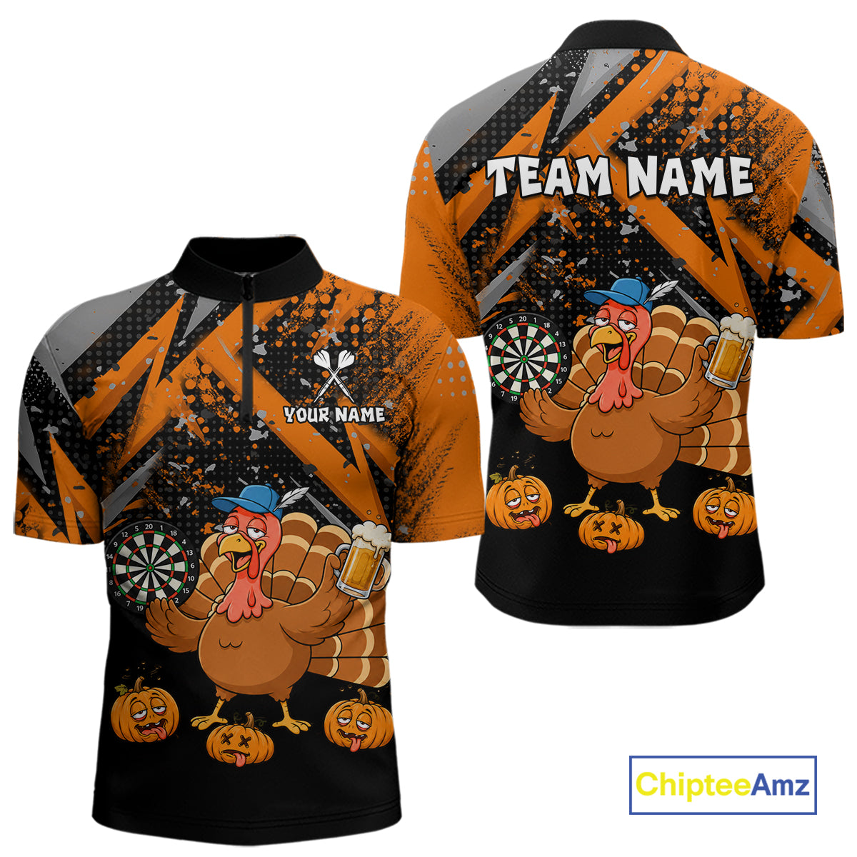 Personalized Funny Drunk Turkey Darts Jersey For Men Custom Pumpkin Thanksgiving Darts Team Shirts TDM7268