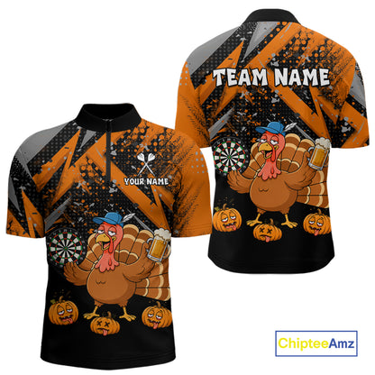 Personalized Funny Drunk Turkey Darts Jersey For Men Custom Pumpkin Thanksgiving Darts Team Shirts TDM7268