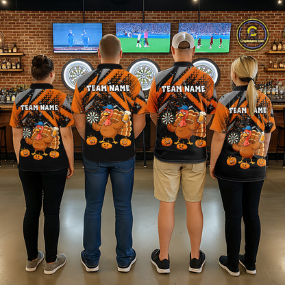 Personalized Funny Drunk Turkey Darts Jersey For Men Custom Pumpkin Thanksgiving Darts Team Shirts TDM7268