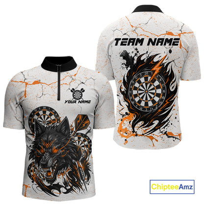 White Grunge Wolf Dart Shirt & Pocket Option Custom Men's Dart Jersey|Orange TDM5511