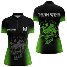 Load image into Gallery viewer, Black And Green Skull Darts Shirt For Women Custom Darts Jersey Pocket Option TDM5273