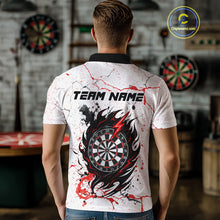 Load image into Gallery viewer, Personalized White Grunge Wolf Darts Shirt For Men Custom Darts Team Jersey Polo &amp; 1/4 Zip| Red TDM5281