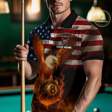 Load image into Gallery viewer, American Flag Eagle Fire 8 Ball Billiard Shirt For Men Custom Patriotic Billiard Pool Team Jersey TDM5087