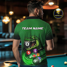 Load image into Gallery viewer, Green Funny Alligator 8 Ball Billiard Shirts For Men Custom Pool Team Jersey Polo &amp; Quarter Zip TDM6621