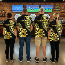 Load image into Gallery viewer, Custom Black And Gold Dartboard Tribal Darts Shirt For Women, Darts Team Jersey Polo &amp; Quarter Zip TDM6630