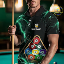 Load image into Gallery viewer, Turquoise 9 Ball Thunder Lightning Billiard Shirts For Men Custom Pool Team Jersey Polo &amp; 1/4 Zip TDM5981