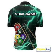 Load image into Gallery viewer, Turquoise 9 Ball Thunder Lightning Billiard Shirts For Men Custom Pool Team Jersey Polo &amp; 1/4 Zip TDM5981