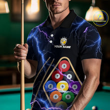 Load image into Gallery viewer, Purple Thunder Lightning 9 Ball Billiard Shirt For Men Custom 9 Ball Team Shirt, Billiards Jerseys TDM5135