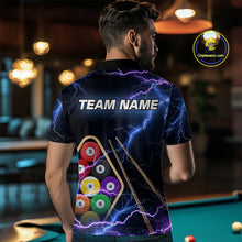 Load image into Gallery viewer, Purple Thunder Lightning 9 Ball Billiard Shirt For Men Custom 9 Ball Team Shirt, Billiards Jerseys TDM5135