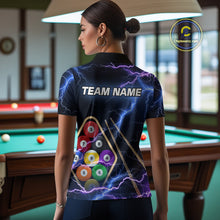 Load image into Gallery viewer, Purple Thunder Lightning 9 Ball Billiard Shirt For Women Custom 9 Ball Team Shirt, Billiards Jerseys TDM5135