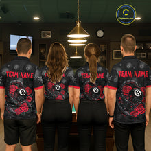 Load image into Gallery viewer, Black Red 8 Ball Scorpion Roses Billiard Shirt For Women Custom Pool Team Shirt, Billiard Jersey TDM5345