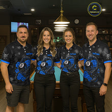 Load image into Gallery viewer, Black Blue 8 Ball Scorpion Roses Billiard Shirt For Men Custom Pool Team Shirt, Billiard Jersey TDM5346