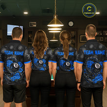 Load image into Gallery viewer, Black Blue 8 Ball Scorpion Roses Billiard Shirt For Men Custom Pool Team Shirt, Billiard Jersey TDM5346