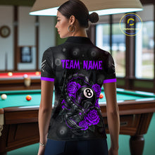 Load image into Gallery viewer, Black Purple 8 Ball Scorpion Roses Billiard Shirt For Women Custom Pool Team Shirt, Billiard Jersey TDM5347