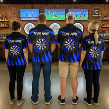 Load image into Gallery viewer, Black And Blue Custom Leopard Darts Shirt For Women, Darts Team Jersey Polo &amp; Quarter Zip TDM5626