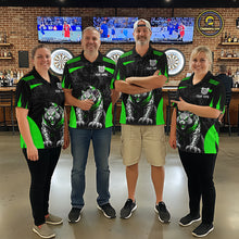 Load image into Gallery viewer, Black And Green Custom Leopard Darts Shirt For Women, Darts Team Jersey Polo &amp; Quarter Zip TDM5627