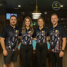 Load image into Gallery viewer, Grim Reaper 8 Ball &amp; 9 Ball Pool American Flag Billiard Shirt For Women Custom Billiard Team Jersey TDM5638
