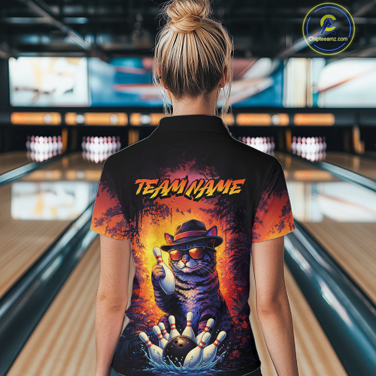 Personalized Vintage Funny Cat Bowling Shirt For Women Custom Bowling Jersey Team Polo & 1/4 Zip TDM5861
