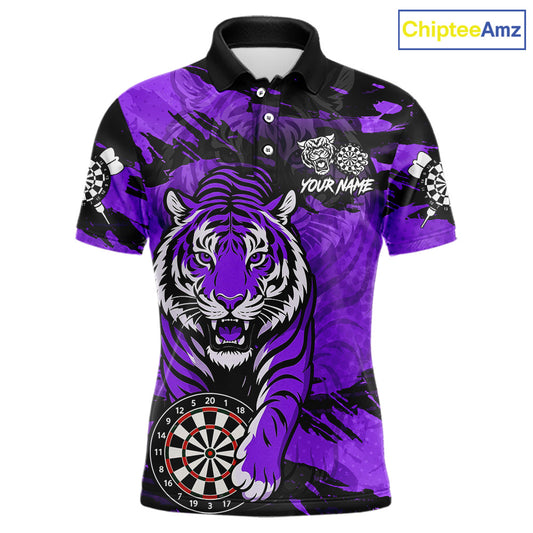 Personalized Purple Dartboard Tiger Darts Shirt For Men Custom Darts Jersey Team Polo & 1/4 Zip TDM7187