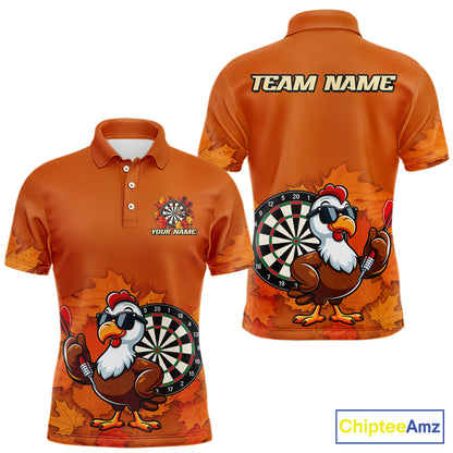 Personalized Orange Funny Turkey Darts Shirts For Men Custom Thanksgiving Dart Team Jersey  TDM7269
