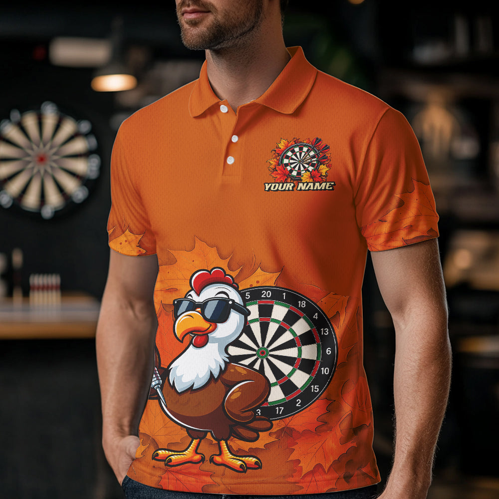 Personalized Orange Funny Turkey Darts Shirts For Men Custom Thanksgiving Dart Team Jersey  TDM7269