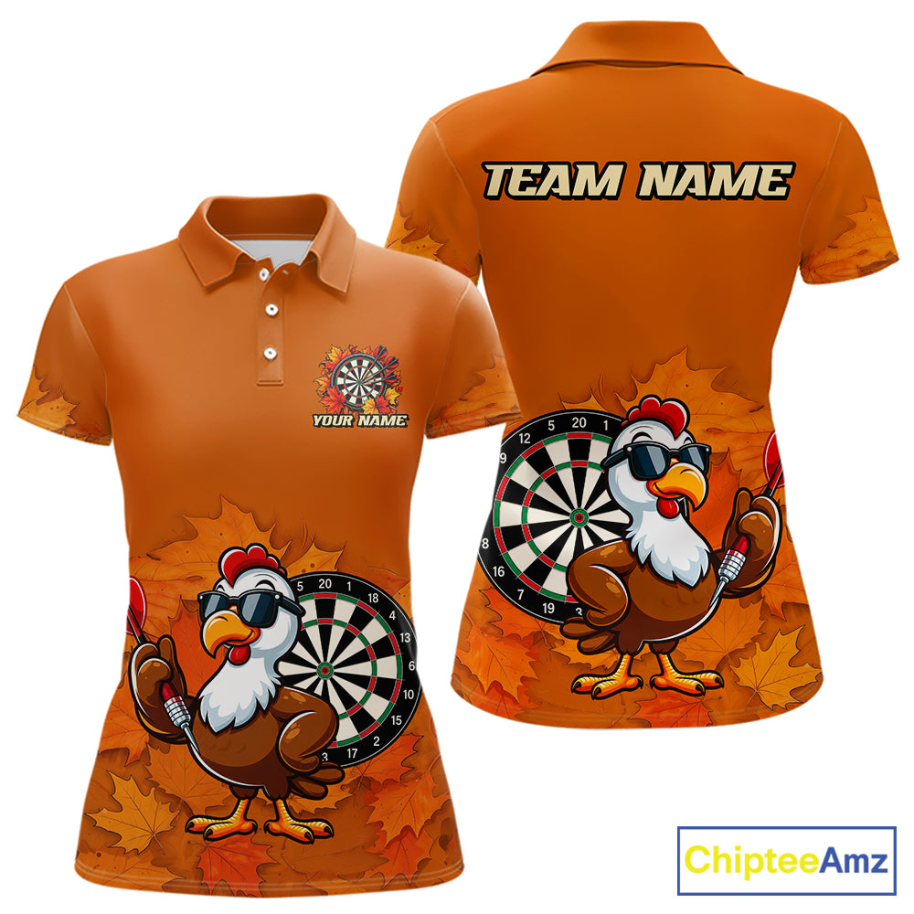 Personalized Orange Funny Turkey Darts Shirts For Women Custom Thanksgiving Dart Team Jersey  TDM7269