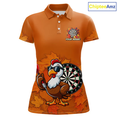 Personalized Orange Funny Turkey Darts Shirts For Women Custom Thanksgiving Dart Team Jersey  TDM7269