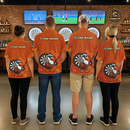 Personalized Orange Funny Turkey Darts Shirts For Men Custom Thanksgiving Dart Team Jersey  TDM7269