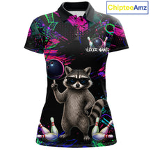 Load image into Gallery viewer, Personalized Funny Raccoon Graffiti Bowling Jersey For Women, Bowling Team Shirts Polo &amp; 1/4 Zip TDM6557
