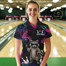 Load image into Gallery viewer, Personalized Funny Raccoon Graffiti Bowling Jersey For Women, Bowling Team Shirts Polo &amp; 1/4 Zip TDM6557