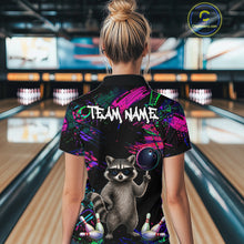Load image into Gallery viewer, Personalized Funny Raccoon Graffiti Bowling Jersey For Women, Bowling Team Shirts Polo &amp; 1/4 Zip TDM6557