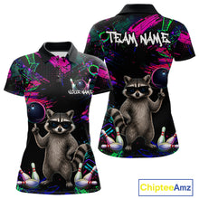 Load image into Gallery viewer, Personalized Funny Raccoon Graffiti Bowling Jersey For Women, Bowling Team Shirts Polo &amp; 1/4 Zip TDM6557