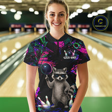 Load image into Gallery viewer, Personalized Funny Raccoon Graffiti Bowling Jersey For Women, Bowling Team Shirts Polo &amp; 1/4 Zip TDM6557