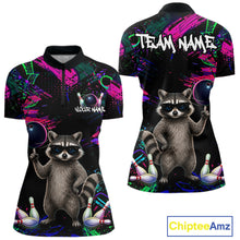 Load image into Gallery viewer, Personalized Funny Raccoon Graffiti Bowling Jersey For Women, Bowling Team Shirts Polo &amp; 1/4 Zip TDM6557