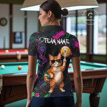 Load image into Gallery viewer, Funny Cat 8 Ball &amp; 9 Ball Graffiti Billiard Shirts For Women Custom Pool Team Jersey Polo &amp; 1/4 Zip TDM6559
