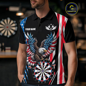 Personalized American Flag Eagle Patriotic Darts Shirt For Men Custom Darts Jersey Polo & 1/4 Zip TDM4859