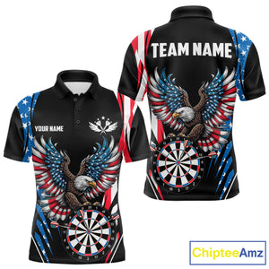 Personalized American Flag Eagle Patriotic Darts Shirt For Men Custom Darts Jersey Polo & 1/4 Zip TDM4859