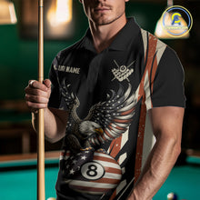 Load image into Gallery viewer, Personalized Vintage American Flag Eagle Billiard Shirt For Men, Patriotic 8 Ball Pool Team Jersey TDM5313