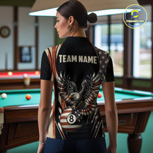 Load image into Gallery viewer, Personalized Vintage American Flag Eagle Billiard Shirt For Women, Patriotic 8 Ball Pool Team Jersey TDM5313