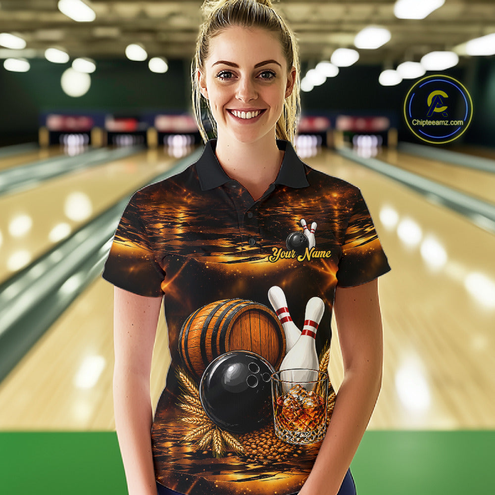 Personalized Vintage Bourbon Bowling Shirt For Women, Funny Bowling Jersey Team Polo & 1/4 Zip TDM6420