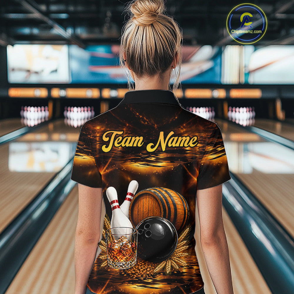 Personalized Vintage Bourbon Bowling Shirt For Women, Funny Bowling Jersey Team Polo & 1/4 Zip TDM6420
