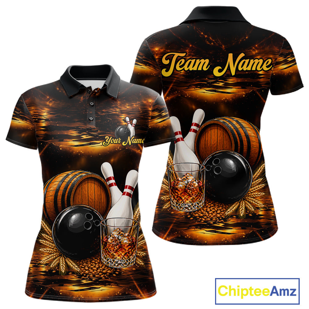 Personalized Vintage Bourbon Bowling Shirt For Women, Funny Bowling Jersey Team Polo & 1/4 Zip TDM6420