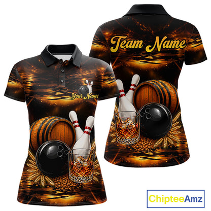 Personalized Vintage Bourbon Bowling Shirt For Women, Funny Bowling Jersey Team Polo & 1/4 Zip TDM6420