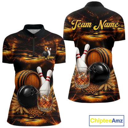 Personalized Vintage Bourbon Bowling Shirt For Women, Funny Bowling Jersey Team Polo & 1/4 Zip TDM6420