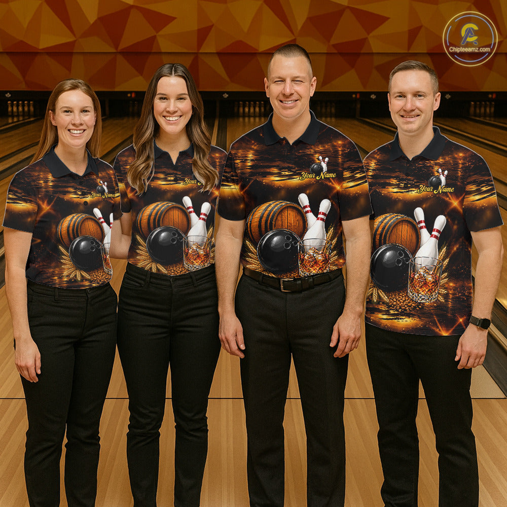 Personalized Vintage Bourbon Bowling Shirt For Women, Funny Bowling Jersey Team Polo & 1/4 Zip TDM6420