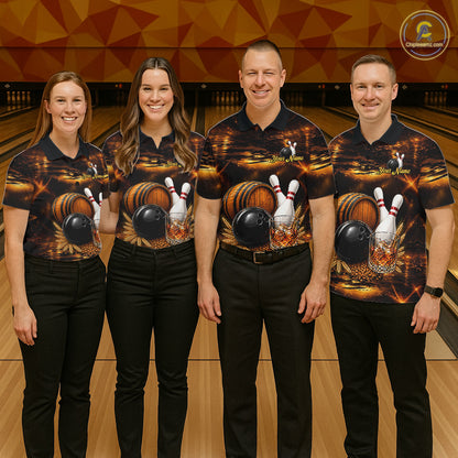 Personalized Vintage Bourbon Bowling Shirt For Women, Funny Bowling Jersey Team Polo & 1/4 Zip TDM6420