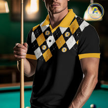 Load image into Gallery viewer, Personalized 9 Ball Skull Argyle Pattern Men&#39;s Billiard Shirts, 9 Ball Team Shirts Billiard Jersey TDM5137