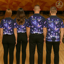Load image into Gallery viewer, Custom Purple Butterfly Bowling Shirt For Men, Glowing Bowling Team Jersey Polo &amp; 1/4 Zip TDM6225