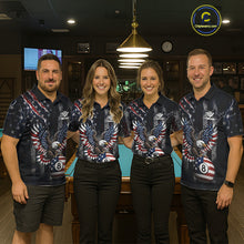 Load image into Gallery viewer, Grunge American Flag Eagle Patriotic Billiard Shirt For Men Custom 8 Ball Pool Team Jersey TDM5379