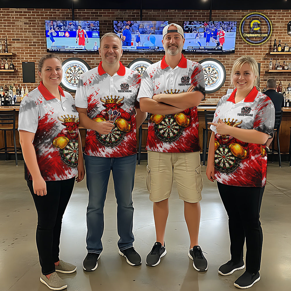 Personalized Black And Red Grunge Bull Darts Shirt For Women Custom Darts Jersey Team Polo & 1/4 Zip TDM5648